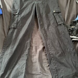 Ambiance Black Cargo Pants Lightweight Straight Fit